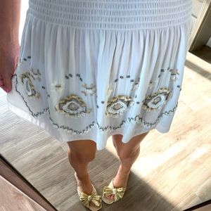 White ramy brook white skirt with beaded details